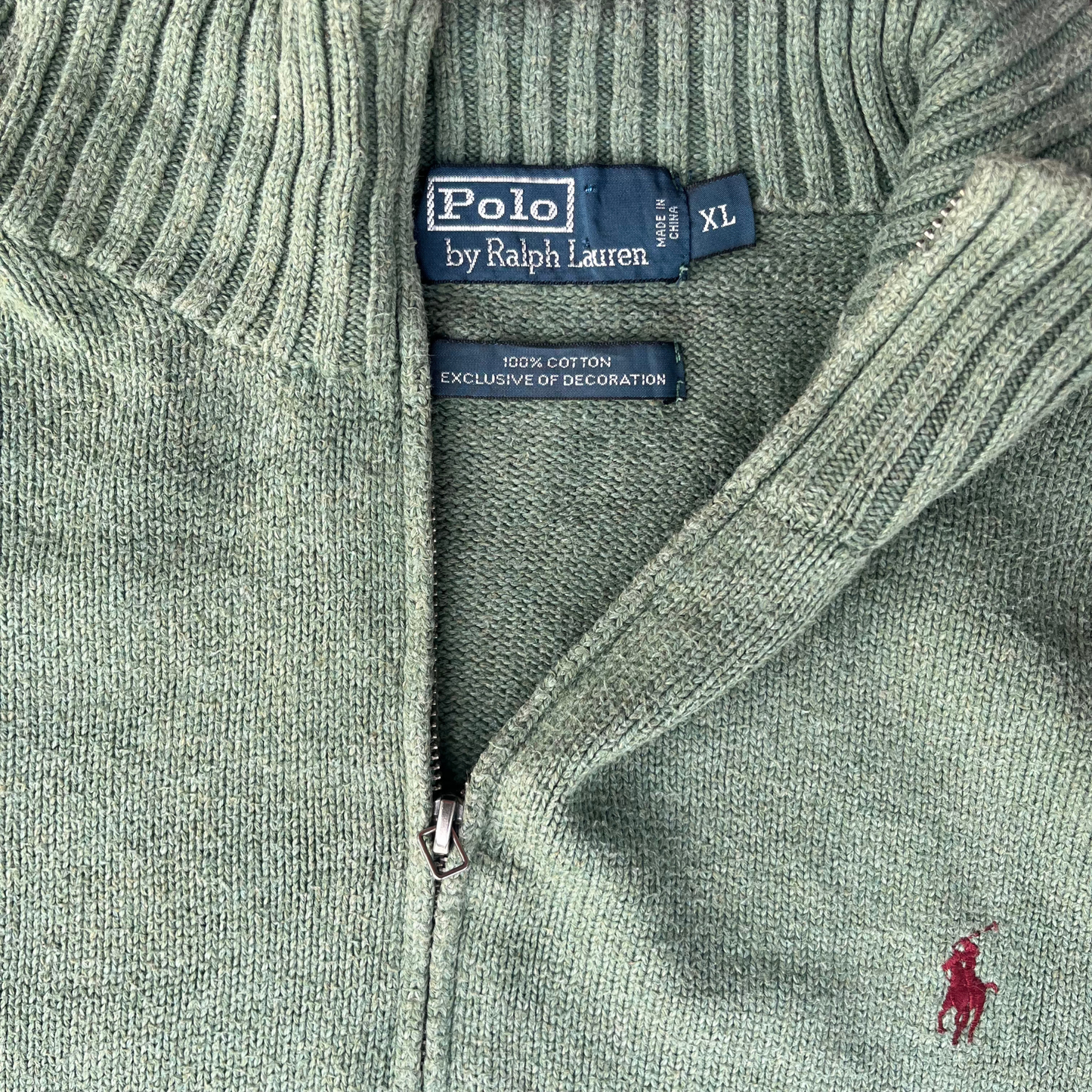 Pull en tricot Polo Ralph Lauren à fermeture éclair quart de tour (L)
