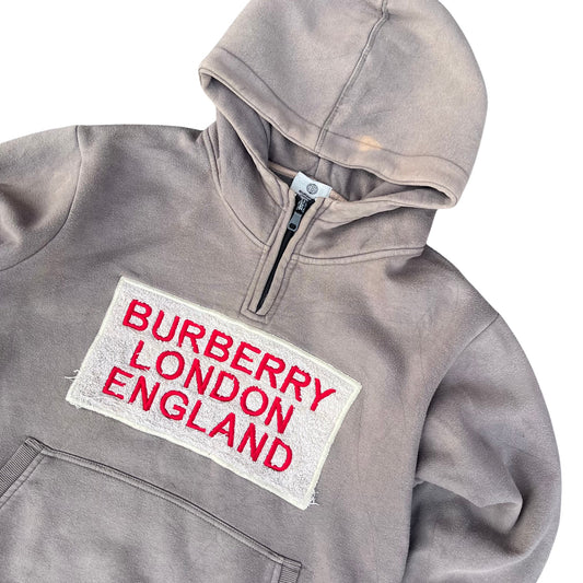 Sweat à capuche Burberry 1/4 zip (M)